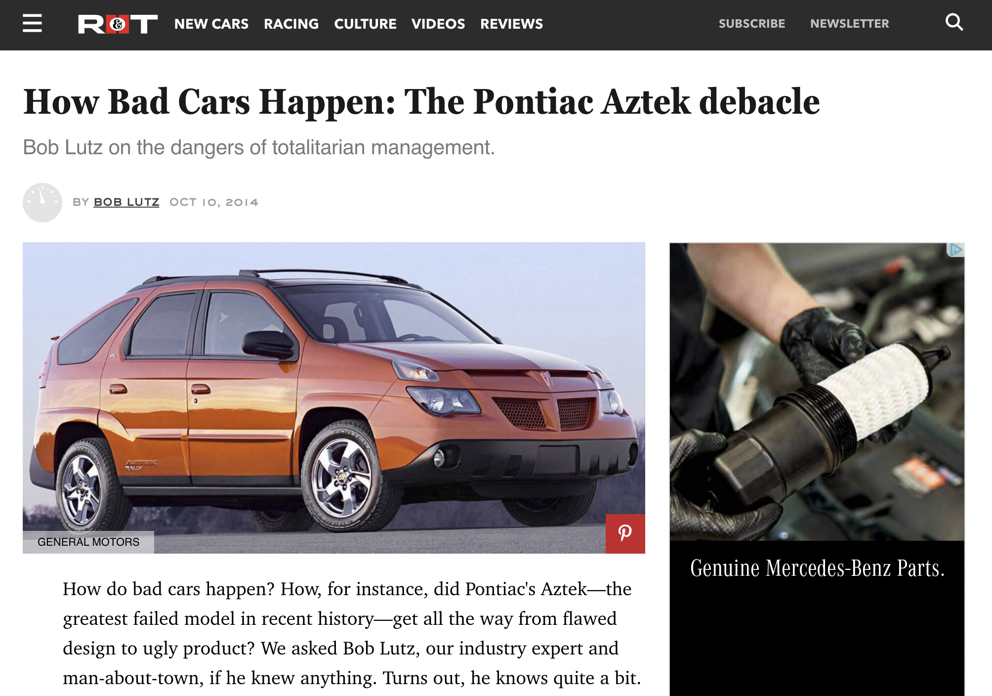 article on car-making mistakes