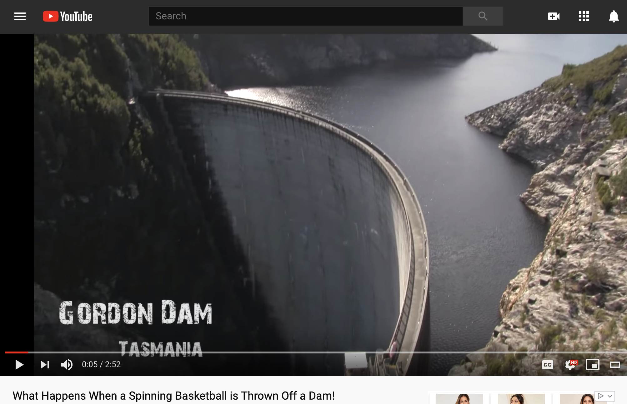 demonstration of the Magnus Effect by dropping a basketball from the Gordon Dam